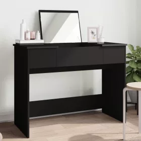 Fekete fésülködőasztal tükörrel 100x45x76 cm