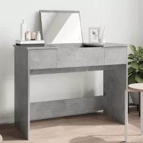 Betonszürke fésülködőasztal tükörrel 100x45x76 cm