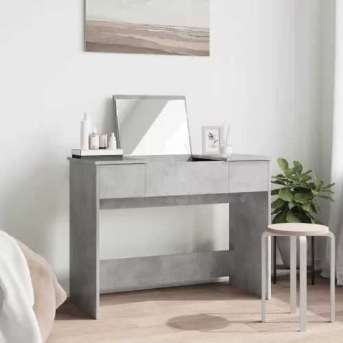 Betonszürke fésülködőasztal tükörrel 100x45x76 cm