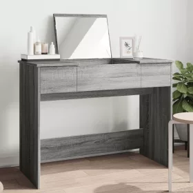   Szürke sonoma színű fésülködőasztal tükörrel 100x45x76 cm