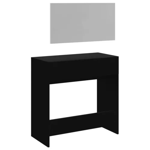 Fekete fésülködőasztal tükörrel 80x39x80 cm