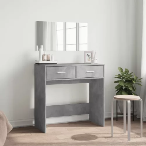 Betonszürke fésülködőasztal tükörrel 80x39x80 cm