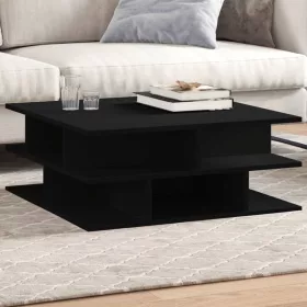 Fekete szerelt fa dohányzóasztal 70x70x29 cm