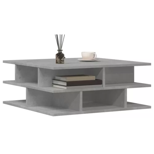 Betonszürke szerelt fa dohányzóasztal 70x70x29 cm