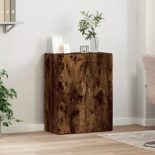 Füstös tölgy színű szerelt fa irattartó szekrény 60x32x77,5 cm