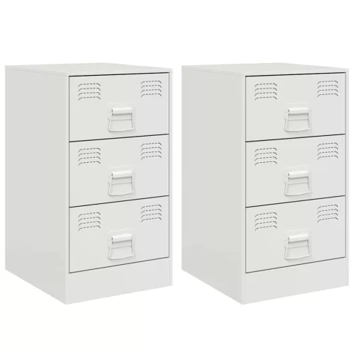 2 db fehér acél éjjeliszekrény 34,5x39x62 cm