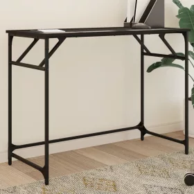   Fekete szerelt fa és porszórt acél íróasztal 100x45x76 cm