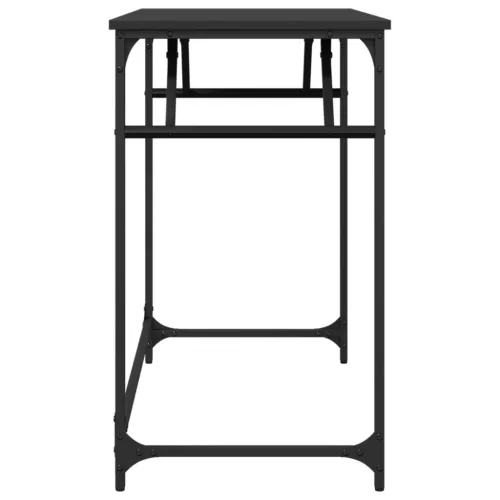 Fekete szerelt fa és porszórt acél íróasztal 100x45x76 cm