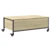 Sonoma tölgy szerelt fa dohányzóasztal kerekekkel 91x55x34cm