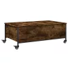 Füstös tölgy szerelt fa dohányzóasztal kerekekkel 91x55x34 cm