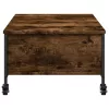 Füstös tölgy szerelt fa dohányzóasztal kerekekkel 91x55x34 cm