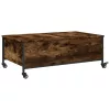 Füstös tölgy szerelt fa dohányzóasztal kerekekkel 91x55x34 cm