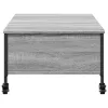 Szürke sonoma szerelt fa dohányzóasztal kerekekkel 91x55x34 cm