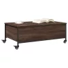 Barna tölgy szerelt fa dohányzóasztal kerekekkel 91x55x34 cm