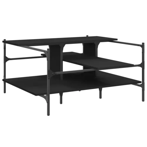 Fekete szerelt fa dohányzóasztal 100 x 100 x 48,5 cm
