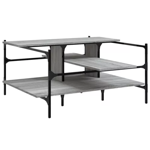 Szürke sonoma szerelt fa dohányzóasztal 100x100x48,5 cm