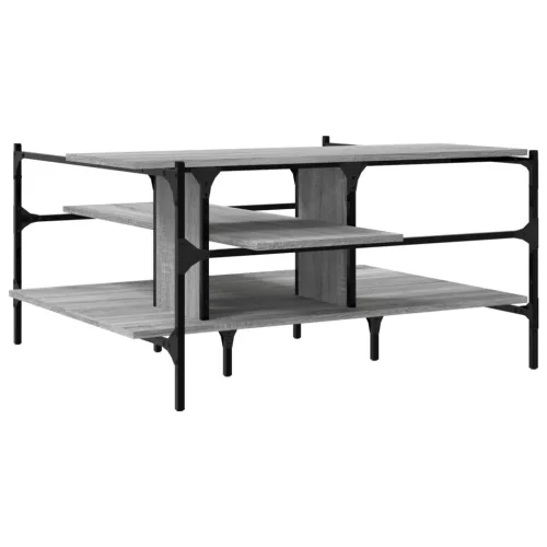 Szürke sonoma szerelt fa dohányzóasztal 100x100x48,5 cm