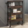 Barna tölgy színű szerelt fa zsúrkocsi 53x20x76 cm