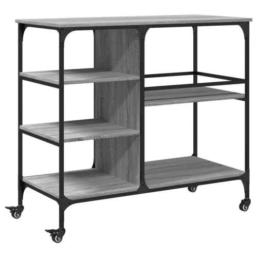 Szürke sonoma színű szerelt fa zsúrkocsi 100 x 45 x 89,5 cm