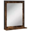 Füstölt tölgy szerelt fa fürdőszobai tükör polccal 50x12x60 cm