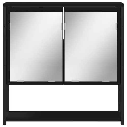 Fekete szerelt fa fürdőszobai tükör 60 x 16 x 60 cm