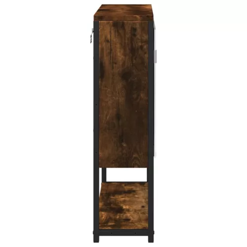 Füstölt tölgy szerelt fa tükrös fürdőszobaszekrény 60x16x60 cm