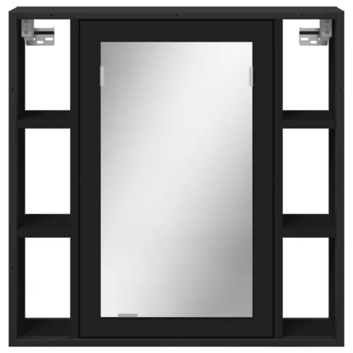 Fekete szerelt fa fürdőszobai tükör 60 x 16 x 60 cm
