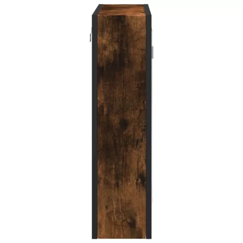 Füstölt tölgy szerelt fa tükrös fürdőszobaszekrény 60x16x60 cm