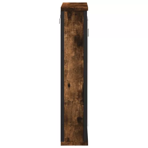 Füstölt tölgy szerelt fa tükrös fürdőszobaszekrény 42x12x60 cm