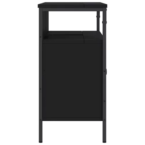 Fekete szerelt fa fürdőszobai mosdószekrény 80 x 30 x 60 cm