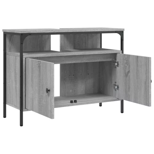 Szürke sonoma szerelt fa fürdőszobai mosdószekrény 80x30x60 cm