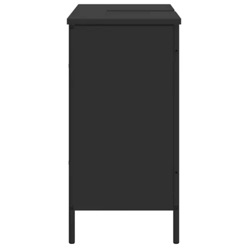 Fekete szerelt fa fürdőszobai mosdószekrény 80 x 30 x 60 cm