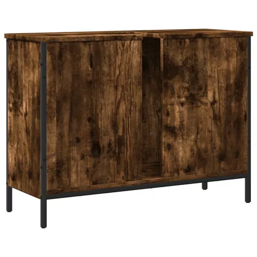 Füstölt tölgy szerelt fa fürdőszobai mosdószekrény 80x30x60 cm