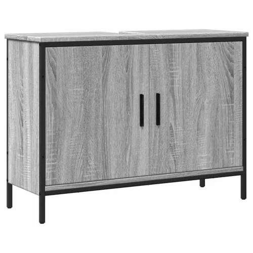 Szürke sonoma szerelt fa fürdőszobai mosdószekrény 80x30x60 cm