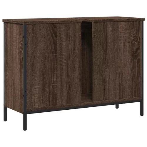 Barna tölgy szerelt fa fürdőszobai mosdószekrény 80x30x60 cm
