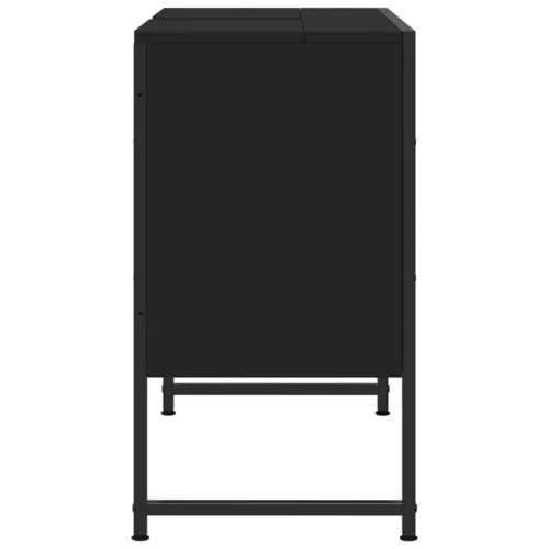 Fekete szerelt fa fürdőszobai mosdószekrény 80 x 33 x 60 cm