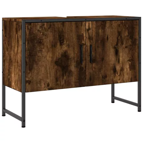 Füstös tölgy szerelt fa fürdőszobai mosdószekrény 80x33x60 cm