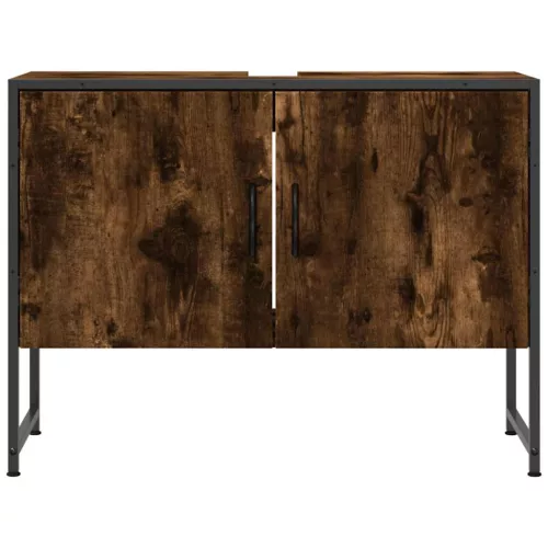 Füstös tölgy szerelt fa fürdőszobai mosdószekrény 80x33x60 cm