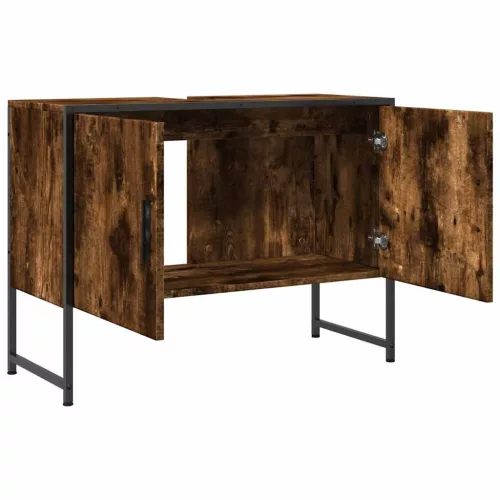 Füstös tölgy szerelt fa fürdőszobai mosdószekrény 80x33x60 cm
