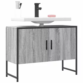   Szürke sonoma szerelt fa fürdőszobai mosdószekrény 80x33x60 cm