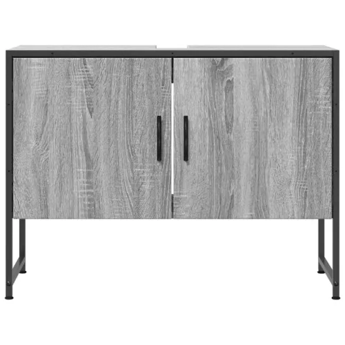 Szürke sonoma szerelt fa fürdőszobai mosdószekrény 80x33x60 cm