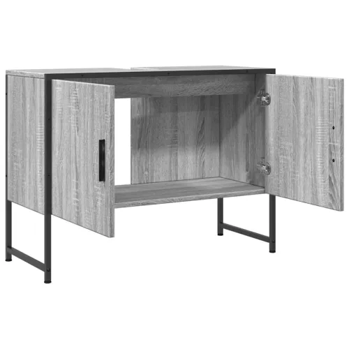 Szürke sonoma szerelt fa fürdőszobai mosdószekrény 80x33x60 cm
