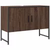 Barna tölgy szerelt fa fürdőszobai mosdószekrény 80x33x60 cm