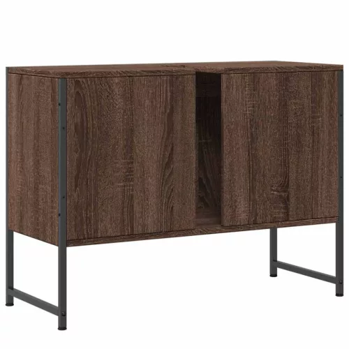 Barna tölgy szerelt fa fürdőszobai mosdószekrény 80x33x60 cm
