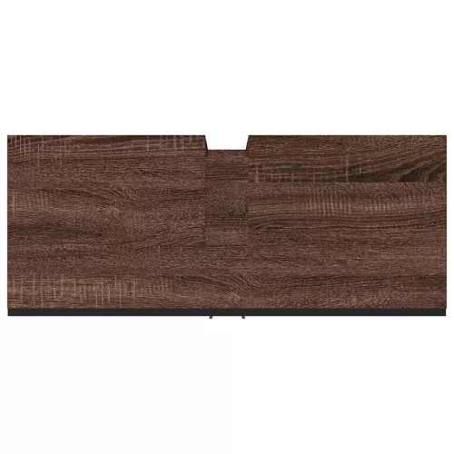 Barna tölgy szerelt fa fürdőszobai mosdószekrény 80x33x60 cm