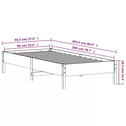 Tömör fenyőfa ágy matrac nélkül 90 x 200 cm