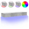 2 db betonszürke TV-szekrény LED-lámpákkal 60x35x15,5 cm