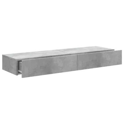 2 db betonszürke TV-szekrény LED-lámpákkal 60x35x15,5 cm