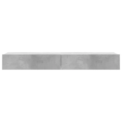 2 db betonszürke TV-szekrény LED-lámpákkal 60x35x15,5 cm