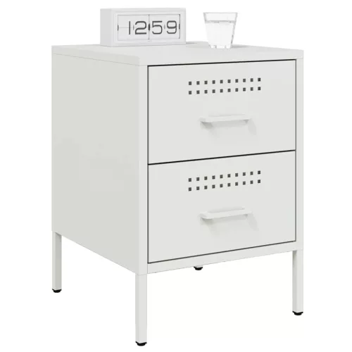 2 db fehér acél éjjeliszekrény 36 x 39 x 50,5 cm